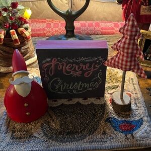 Christmas Decor Set with Santa, Merry Christmas Sign and Tree